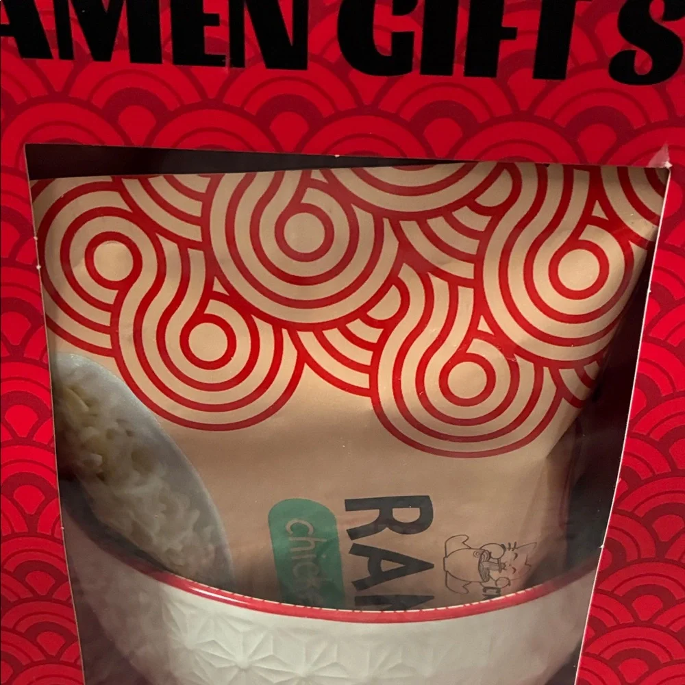 Ramen Gift Set with Red and White Bowl